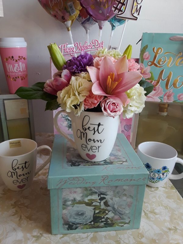 mug and flowers in corcoran california